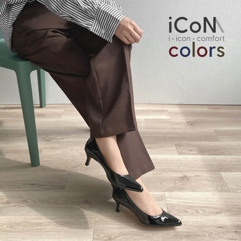 Basic Item SALE10%OFF：2024AW：iCoN COLORS：ポインテッドトゥ エナメル パンプス（C57171）ブラックE/mamian（マミアン）