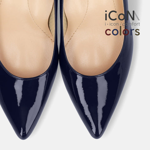 Basic Item SALE10%OFF：2024AW：iCoN COLORS：ポインテッドトゥ エナメル パンプス（C57171）クラシックネイビー/mamian（マミアン）