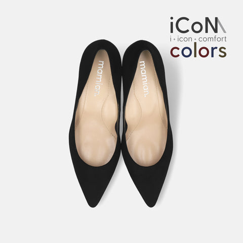 Basic Item SALE10%OFF：予約：2024AW：iCoN COLORS：ポインテッドトゥ スエード パンプス（C76532）ブラックS/mamian（マミアン）