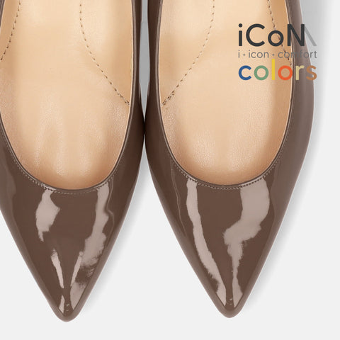 15%OFF：2025SS：iCoN COLORS：ポインテッドトゥ エナメル パンプス（C57171）ダークグレージュE/mamian（マミアン）