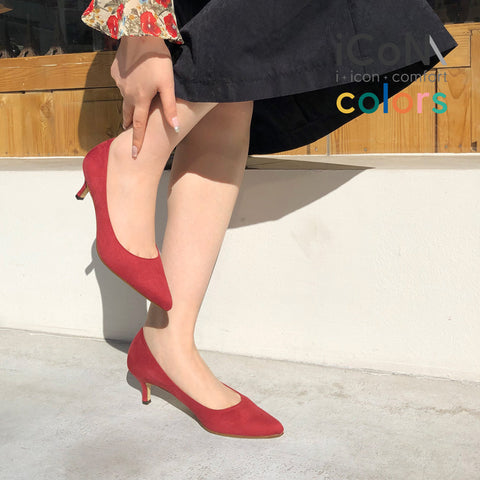 30%OFF：iCoN COLORS：ポインテッドトゥ スエード パンプス（C57172）ボルドーS/mamian（マミアン）