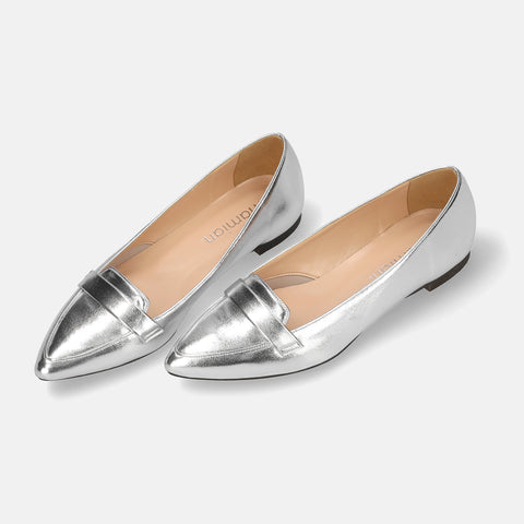 10% OFF: 2024SSBI: Low-cut pointed-toe loafers (124) Silver