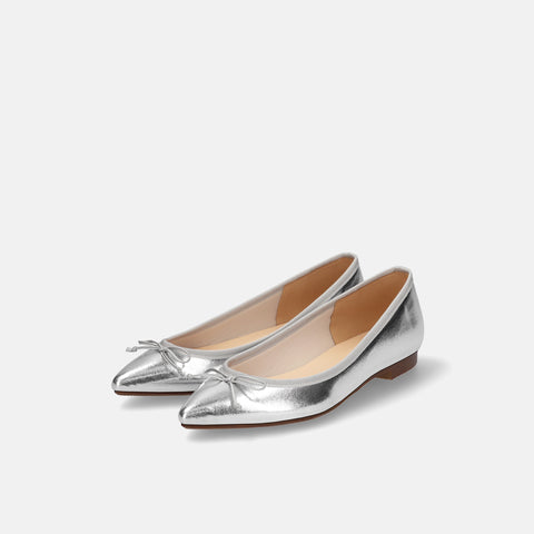 10% OFF: 2024SSBI: Pointed Toe Flat Ballet Shoes (1333) Silver