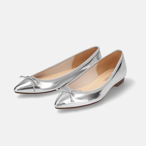 10% OFF: 2024SSBI: Pointed Toe Flat Ballet Shoes (1333) Silver