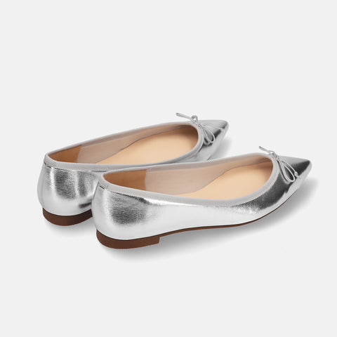 10% OFF: 2024SSBI: Pointed Toe Flat Ballet Shoes (1333) Silver