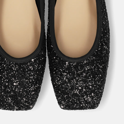 予約：2025AW：グリッター フラットシューズ（m10309）ブラックグリッター/mamian（マミアン）