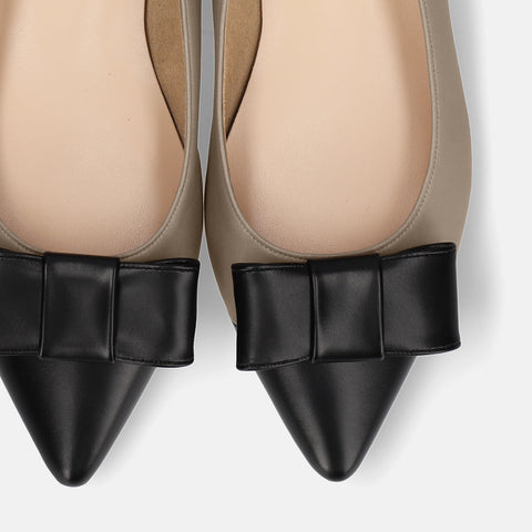 2025AW：リボン フラットシューズ（m17042）グレージュ/C/mamian（マミアン）