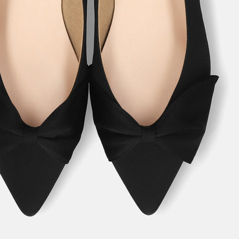 2025AW：リボンフラットシューズ（m17052）ブラックST/mamian（マミアン）