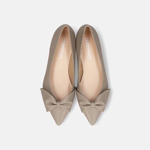 2025AW：リボンフラットシューズ（m17052）グレージュ/mamian（マミアン）