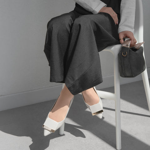 30%OFF：2025SS：アクセントバックル フラットシューズ（m17006）ホワイトグレー/mamian（マミアン）