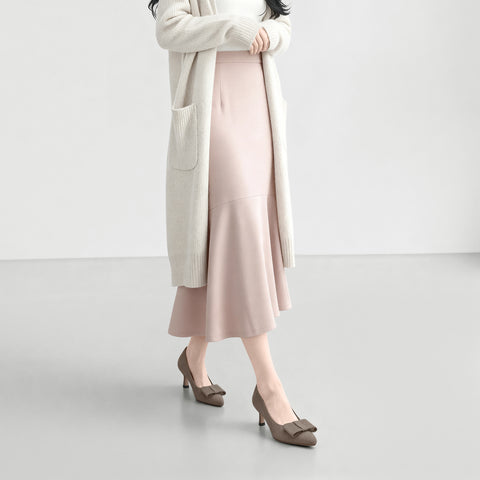 2025AW：スクエアリボン パンプス（m45010）グレージュS/mamian（マミアン）