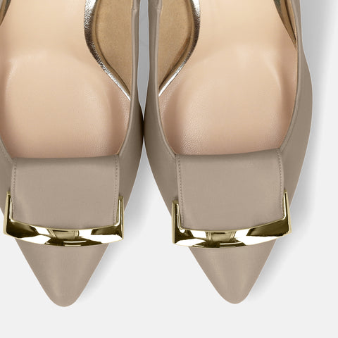 Out of stock 2024SS: Almond toe pumps with buckle ribbon (lt7001) beige