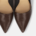 2025AW：サイドコンシャス デザイン パンプス（m45007）ダークブラウンリザード/mamian（マミアン）
