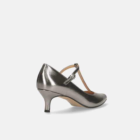 2025AW：Tストラップ パンプス 5cmヒール（m55201）スチール/mamian（マミアン）