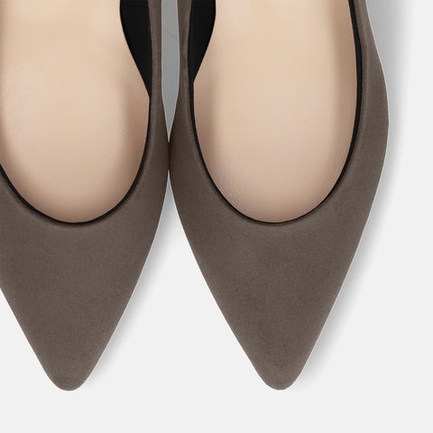 2025AW：ポインテッドトゥ スエードパンプス（m55225）トープグレージュS/mamian（マミアン）
