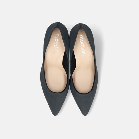 2025AW：ポインテッドトゥ スエードパンプス（S7610）ネイビーグレーS/mamian（マミアン）