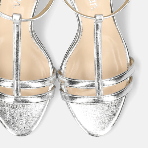 15% OFF: 2024SS: T-strap simple sandals (724) Silver