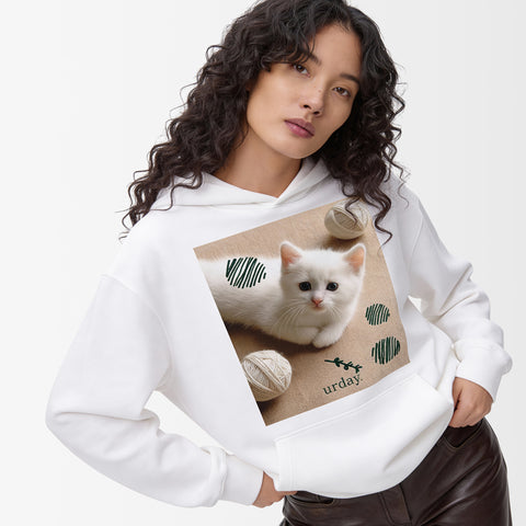 予約：urday【cat】アートワークスウェットプルパーカ（u-a-spk-0001-03）ホワイト