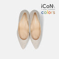 15%OFF：2025SS：iCoN COLORS：ポインテッドトゥ リネン パンプス（C76535）キナリL/mamian（マミアン）
